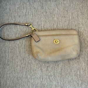 Coach Tan Soft Suede Wristlet‎